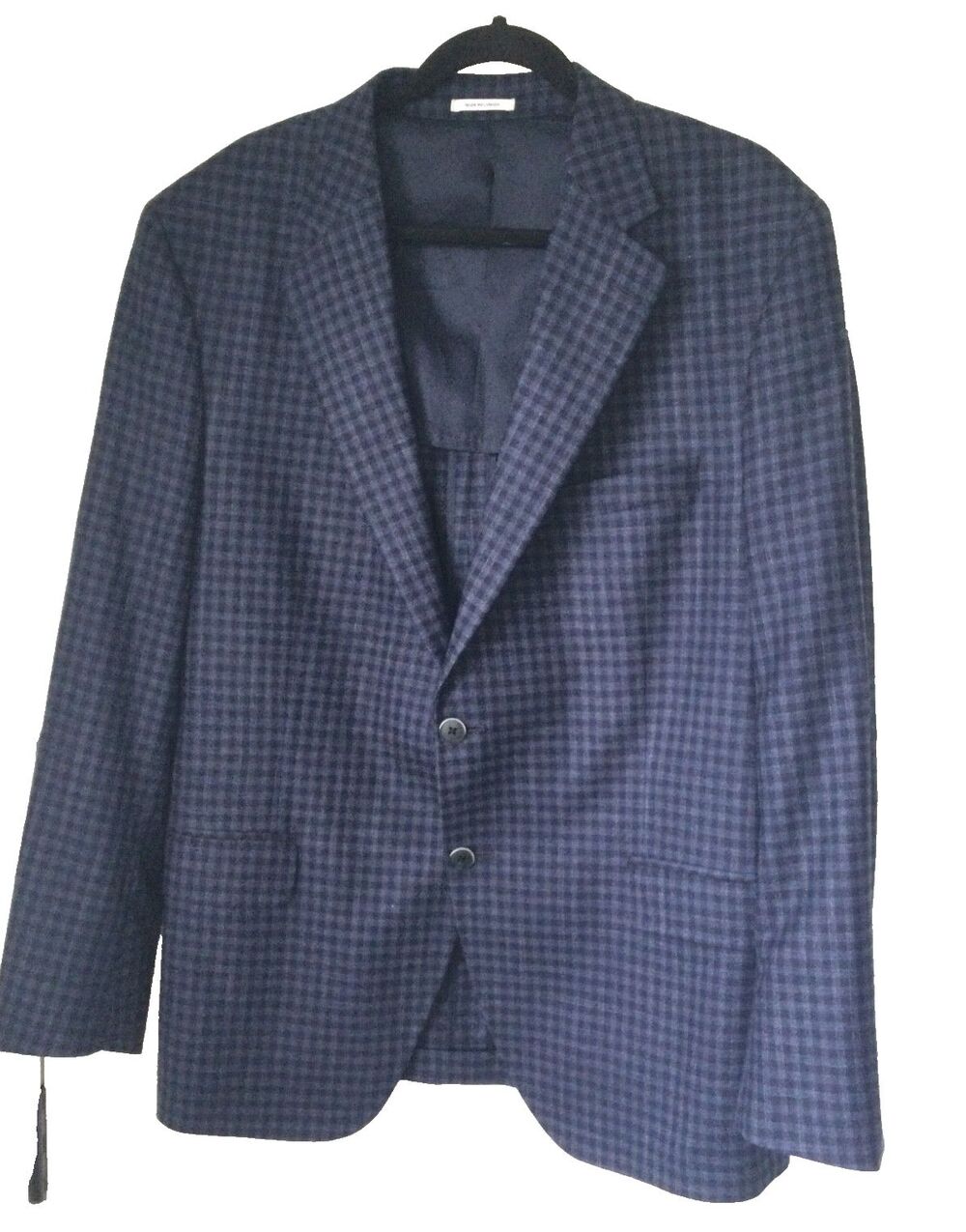 Peter Millar Mens Wool Checked Blazer 44R Suit Jacket Blue Silk Cashmere Linen